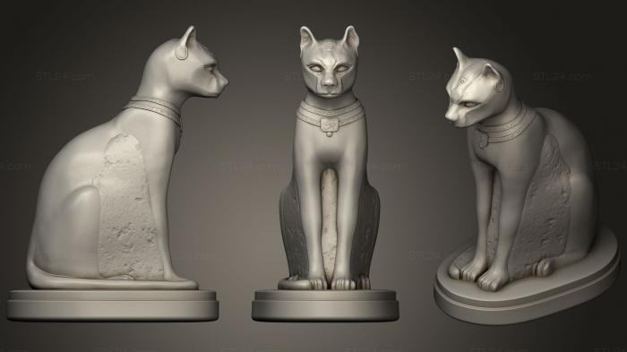 Статуэтки животных (Кошка сидит, STKJ_1680) 3D модель для ЧПУ станка